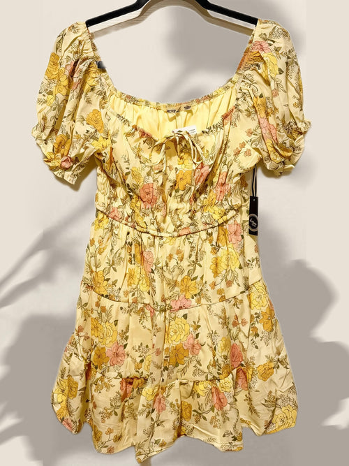 Floral Puff Sleeve Summer Dress – Flowy Square Neck Mini Dress